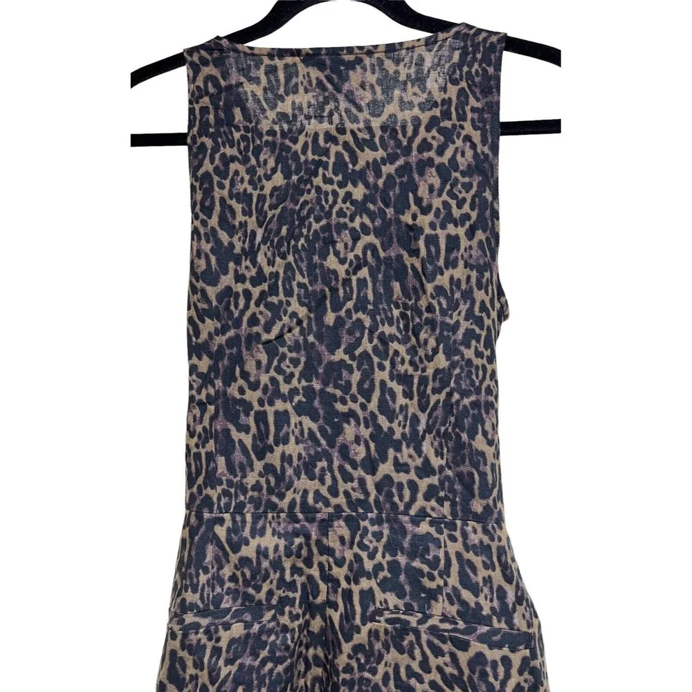 Banana Republic Linen Blend Leopard Cheetah Animal Print Jumpsuit Women’s Size 4